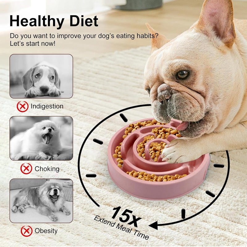 F'DIARY Slow Feeder Dog Bowls, Puzzle Dog Bowl with Anti-Slip, Slow Feeder & Non-Slip Design, Boredom and Anxiety Reducer, Suitable for All Breed Dogs and Cat - Image 4